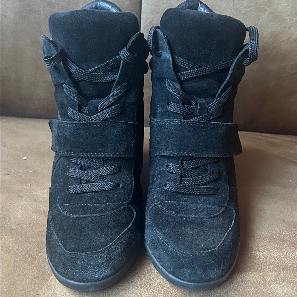 Ash Black Suede Wedge Boots - Picture 4 of 7